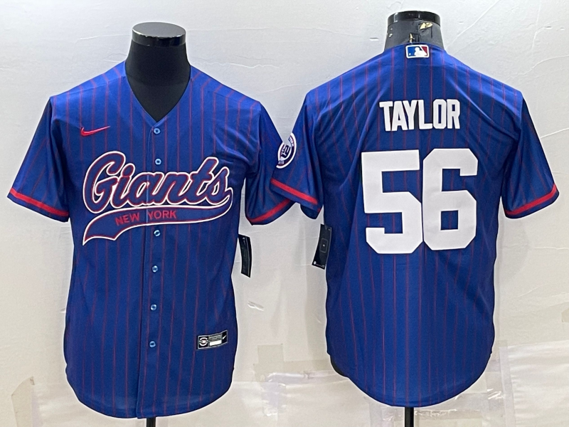 Men's New York Giants Lawrence Taylor #56 Blue Jersey Joint Edition